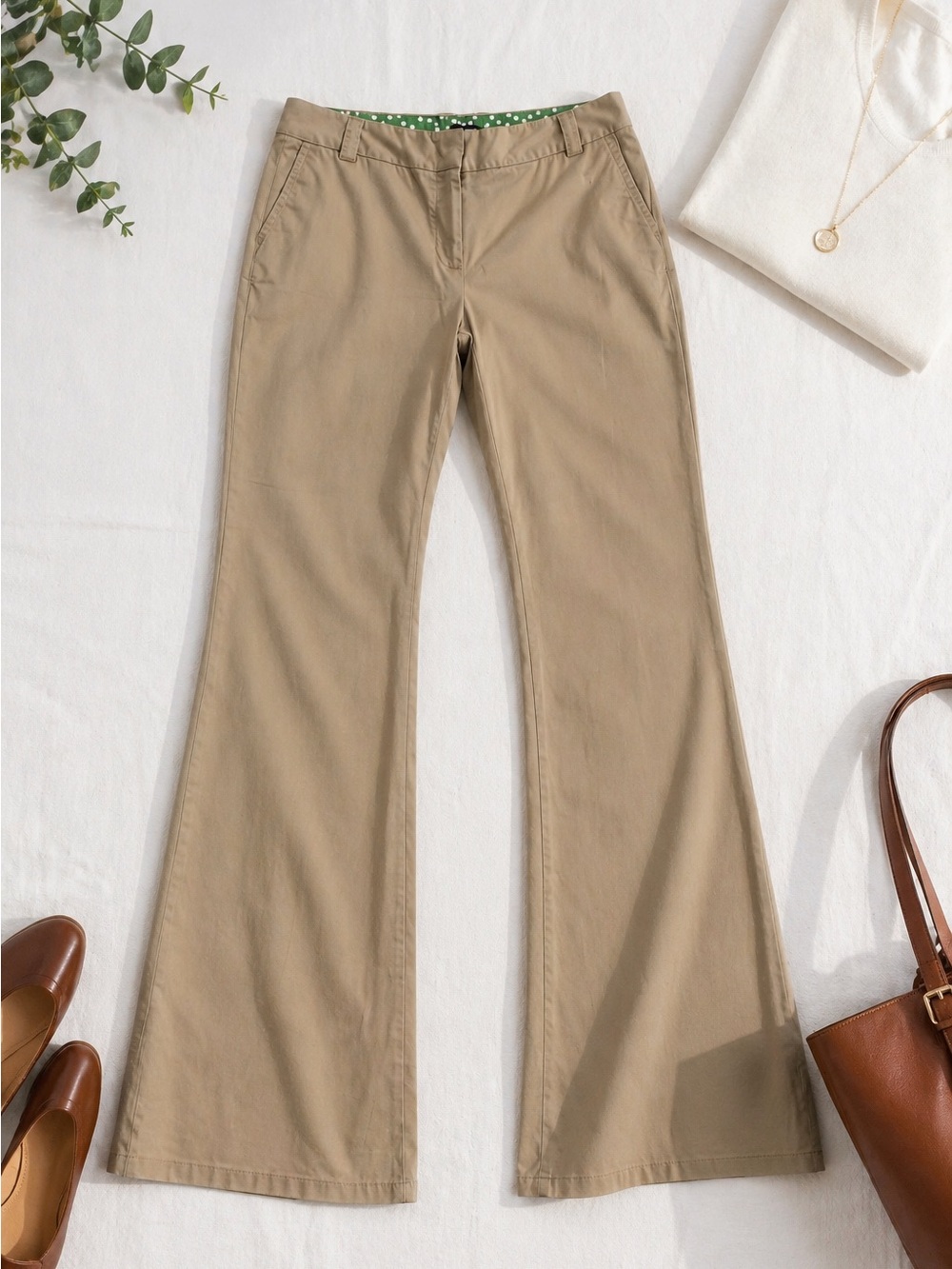 J.Crew Factory City Fit Tan Bootcut Chino Pants Stretch Mid Rise